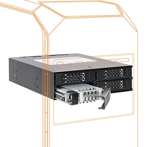 ICY DOCK Robustes 4 x 2,5 SAS/SATA HDD/SSD Mobiles Rack-Gehäuse für 5,25-Zoll-Schacht | ToughArmor MB994SP-4S von ICY DOCK