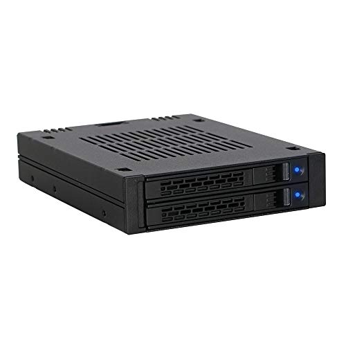 ICY DOCK Hot Swap Wechselrahmen für 2X 2,5 Zoll SATA/SAS SSD/HDD (bis 9,5mm Höhe) mit schraubenlosen Einschüben - ExpressCage MB742SP-B von ICY DOCK