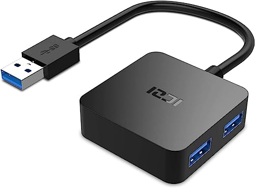 ICZI Extra leichter 4-Port USB 3.0 Daten-Hub für Windows, Laptop und andere Geräte Schwarz von ICZI