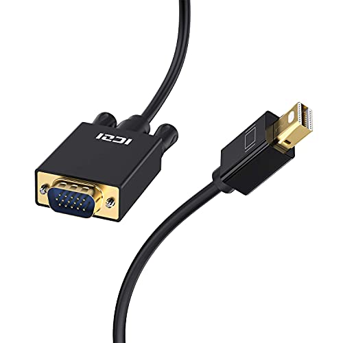 ICZI Mini DisplayPort auf VGA Kabel 3 m, 1080P@60Hz Mini DP zu VGA Verbindungskabel mit Vergoldet Stecker für der Monitoren mit 15-Pin-VGA-Anschluss, Schwarz von ICZI
