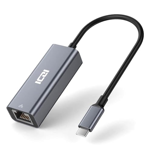 ICZI USB C Ethernet, Thunderbolt 3 LAN Adapter USB Type C RJ45 Gigabit für MacBook Pro/Air, Surface Go, Huawei Laptop und andere Type-C Geräte von ICZI