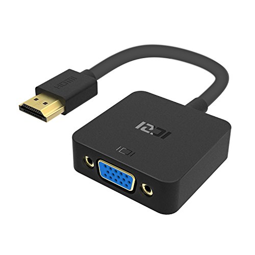 Iczi Kabel-Adapter-Konverter-HDMI-auf-VGA vergoldet 1080p Kompatibel mit Mac, PC und Projektor schwarz von ICZI