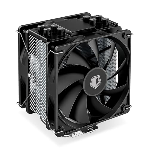 ID-COOLING SE-214-XT PLUS CPU-Kühler, 4 Heizrohre, einzelner Tower mit 2 x 120-mm-Lüftern in einer Push-Pull-Konfiguration, störungsfrei mit RAM, kompatibel mit LGA1700/1851/1200/115X und AMD AM5/AM4 von ID-COOLING