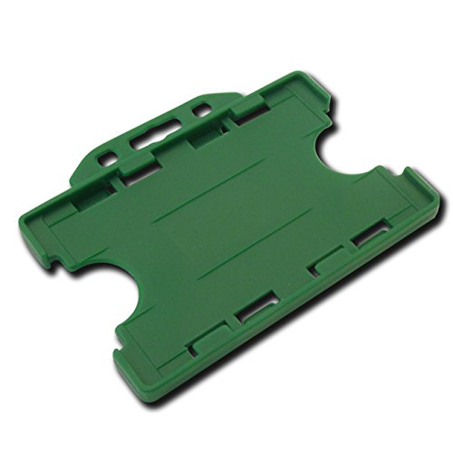 ID Card It Doppelseitiger Ausweishalter für Umhängebänder, einziehbare Schlüsselanhänger-Rollen und Ausweis-Gurt-Clips (Dunkelgrün) von ID Card IT