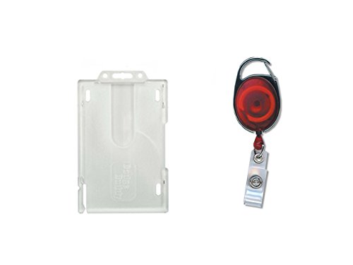 ID-Schutzhülle, Vertikales Format, Badge-Halterung und Jojo-Halter 86 x 54 mm rot von ID Card IT