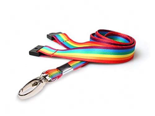 Umhängeband mit Sicherheitsverschluss und starkem Clip, Regenbogenfarben, mit Ausweishalter für Arbeit, Büro, NHS, Pride (Metall-Schlüsselband) von ID Card IT