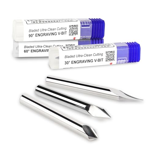 IDC Woodcraft CNC V-Bit Set - Ultra-Clean Cutting 30°, 60°, 90° Gravur-Bits | 1/4 Zoll Schaft Router Bits für Holzschnitzerei IDC Woodcraft CNC V-Bit Set - Ultra-Clean Cutting 30°, 60°, 90° Gravur-Bits | 1/4 Zoll Schaft Router Bits für Holzschnitzerei von IDC Woodcraft