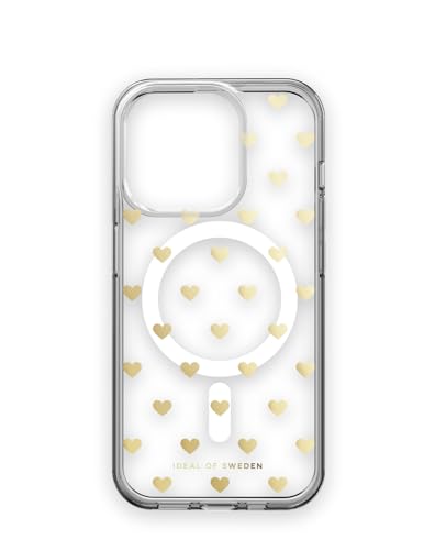 IDEAL OF SWEDEN Durchsichtige Handyhülle mit erhöhten Kanten, Magnetische Handyhülle kompatibel mit Magsafe iPhone-Hülle, für iPhone 15 Pro (Golden Hearts), IDCLCMS-I2361P-506 von IDEAL OF SWEDEN