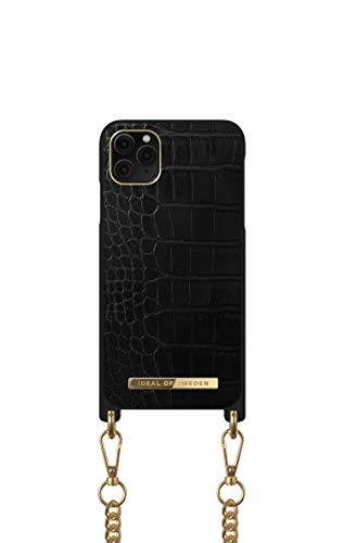 IDEAL OF SWEDEN Handy-Halskette mit Hülle für iPhone 11 Pro Max/XS Max mit passendem Riemen (100 – 115 cm), Handykette geeignet für die Verwendung mit kabellosen Ladegeräten (Jet Black Croco) von IDEAL OF SWEDEN