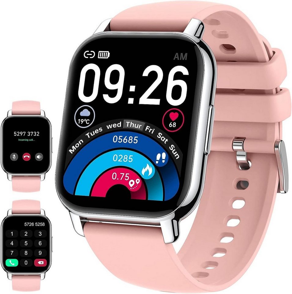 IDEALROYAL Smartwatch (1,85 Zoll, iOS und Android), Damen mit Telefonfunktion Touchscreen Fitnessuhr IP68 Wasserschutz Uhr von IDEALROYAL