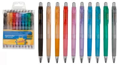10 Druckkugelschreiber / Schreibfarbe: blau / transluzente Farben von IDENA