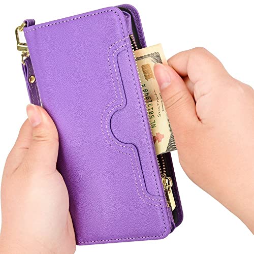 IDEWEI Hülle für Sony Xperia 1 IV,Leder Handyhülle für Sony Xperia 1 IV,Retro magnetischer Telefonkasten [Mit 6 Card Slots und 1 Wallet mit Reißverschluss Tasche] Leder Fall für Sony Xperia 1 IV von IDEWEI