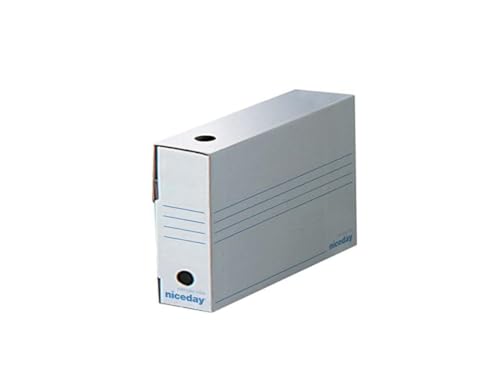 IDMENAGE Archivbox – aus weißem und blauem Karton – Größe 335 x 200 x 245 mm – wird in Packungen mit 50 Stück verkauft von IDMENAGE
