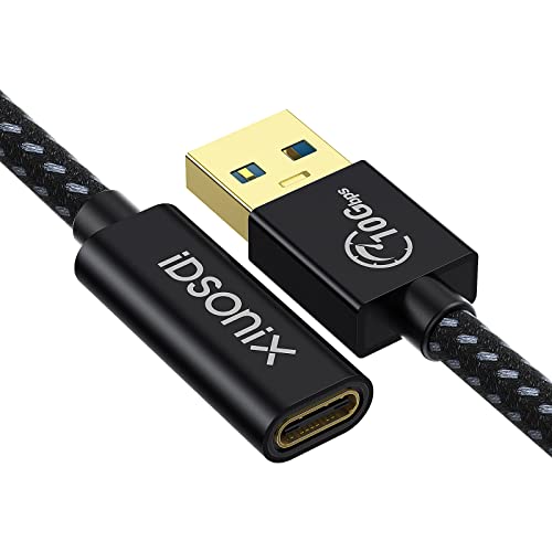 USB A 3.1 auf USB C Adapter, iDsonix USB A Stecker auf USB C Buchse OTG Adapter 10 Gbps, USB A auf Typ C 3.1Gen2 Kabel für MacBook Pro, iPhone 11 12 Pro Max (0.3m) von IDSONIX SMART INTERACTIVE