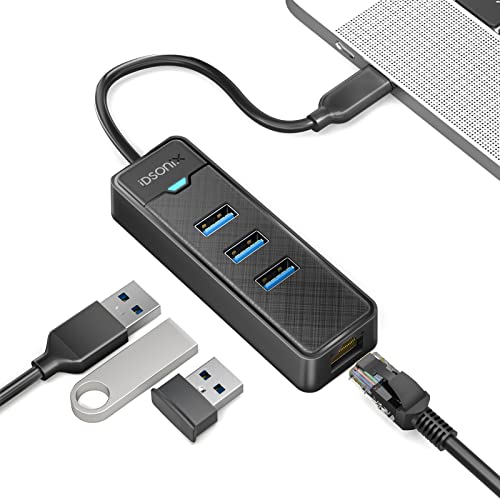 USB C Hub Ethernet Adapter, iDsonix USB C Ethernet Adapter mit USB 3.0 5Gbps [Thunderbolt 3 kompatibel] und Gigabit Ethernet LAN Adapter für MacBook Pro/Air, iPad Pro/Air, Windows, Surface Pro, Linux von IDSONIX SMART INTERACTIVE