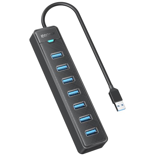 iDsonix 7 Ports USB Hub 3.0, USB Verteiler Multiport Adapter with 5Gbps Data hub for PC, Laptop, USB Flash Drives, Mobile HDD, and More von IDSONIX SMART INTERACTIVE
