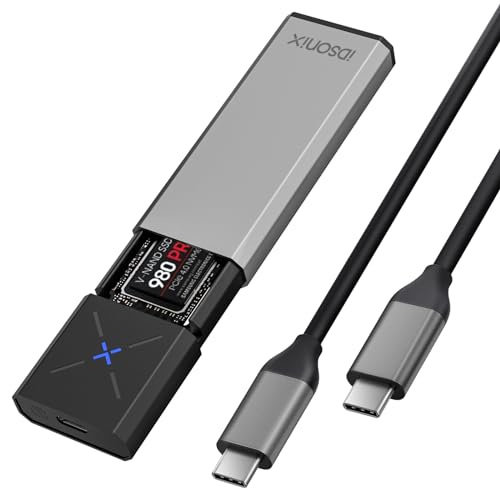 iDsonix M.2 NVMe PCIe SSD Gehäuse Adapter[Werkzeugfrei][Aluminium], NVMe zu USB C 3.2 Gen 2 10Gbps NVMe PCIe Externes Gehäuse, Unterstützt M-Key/B+M Key, mit UASP Trim für 2230/2242/2260/2280 SSD von IDSONIX SMART INTERACTIVE