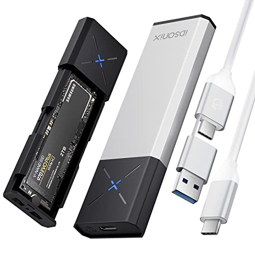 iDsonix M.2 [NVMe & SATA] SSD Gehäuse Adapter [Werkzeugfrei][Aluminium], NVMe zu USB 3.2 Gen 2 10Gbps, M.2 zu USB A&C Unterstützt M-Key/B+M Key, mit UASP Trim für 2230/2242/2260/2280 SSD von IDSONIX SMART INTERACTIVE