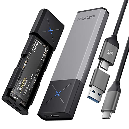 iDsonix M.2 [NVMe & SATA] SSD Gehäuse Adapter [Werkzeugfrei][Aluminium], NVMe zu USB 3.2 Gen 2 10Gbps, M.2 zu USB A&C Unterstützt M-Key/B+M Key, mit UASP Trim für 2230/2242/2260/2280 SSD von IDSONIX SMART INTERACTIVE