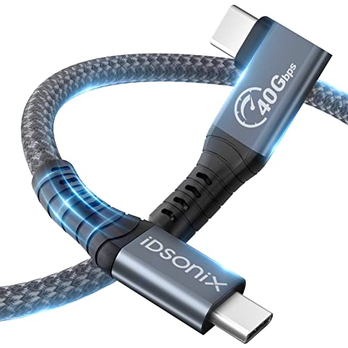 iDsonix USB Kabel für Thunderbolt 4, kompatibel mit 40Gbps Datenübertragung, 8K@60HZ(Zwei Displays 4k@60Hz) PD 100W(20V/5A) für PC, eGUP und Laptops, Rechter Winkel 0.8m von IDSONIX SMART INTERACTIVE