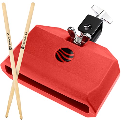 IDSWorld Jam Drum Block Latin Percussion Red Plastic Musical Instrument Adjustable Mount Bracket with A5 Maple Drum Sticks Set (BR-BL-PER-STK-2) von IDSWorld