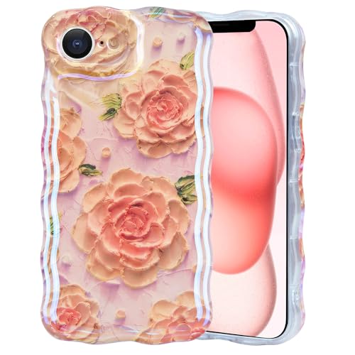 IDweel Schutzhülle für iPhone 16e, luxuriöses buntes Retro-Ölgemälde, Blumendruck, glänzendes Muster, niedlich, gewellter Rand, exquisite Handyhülle, stilvoll, stabile TPU-Schutzhülle für Mädchen und IDweel Schutzhülle für iPhone 16e, luxuriöses buntes Retro-Ölgemälde, Blumendruck, glänzendes Muster, niedlich, gewellter Rand, exquisite Handyhülle, stilvoll, stabile TPU-Schutzhülle für Mädchen und von IDweel