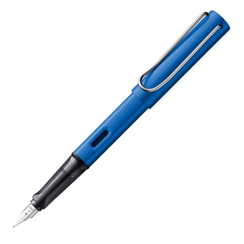 IEBTAWN 1 Stück Füller Füllfederhalter, Leichtes Aluminium, Ergonomischer Griff, Polierte Stahlfeder, Strichbreite Mittel (0.5Mm), Blau von IEBTAWN