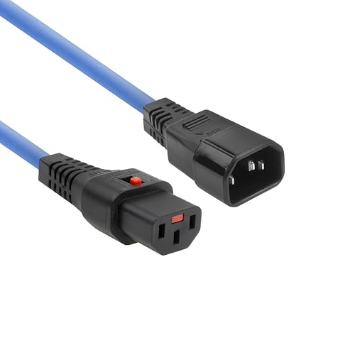 IEC Lock ACT C13 C14 Netzkabel, Kaltgerätekabel 2 Meter, C13 Buchse nach C14 Stecker, für PDU, Server, Netzwerkgeräte, Farbe Blau – AK5200 von IEC Lock