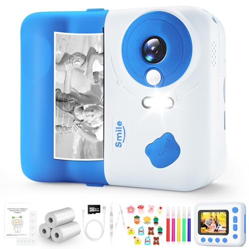 IEEILULU Sofortbildkamera Kinder, Kinderkamera Sofortbildkamera 1080P, 2,4 Zoll Kamera Kinder Sofortdruck mit 64G Karte & 3 Rollen Druckpapier, Kinder Kamera Geschenk für Kinder 3-12 Jahren von IEEILULU
