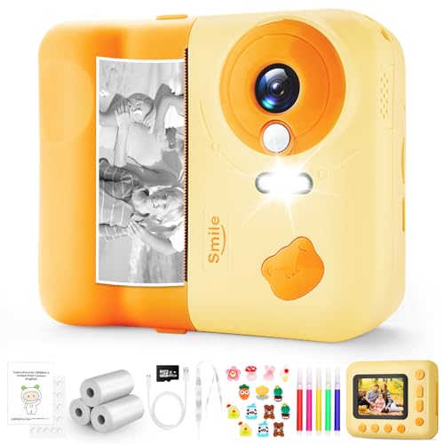 IEEILULU Sofortbildkamera Kinder, Kinderkamera Sofortbildkamera 1080P, 2,4 Zoll Kamera Kinder Sofortdruck mit 64G Karte & 3 Rollen Druckpapier, Kinder Kamera Geschenk für Kinder 3-12 Jahren von IEEILULU