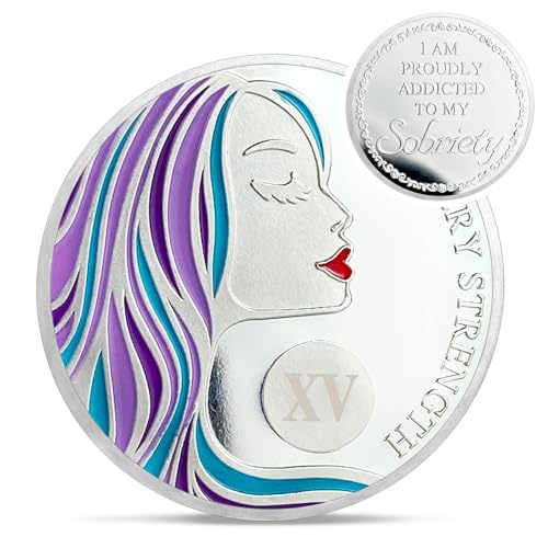 Nüchternheitsmünze zum 15-jährigen Jubiläum – Courageous Lady AA Recovery Geschenke – 15 Jahre nüchterne Münzen Token – 1–20 Prime Anniversary AA Chips und Medaillons für Frauen – Addiction Na Ha von IELCJJ