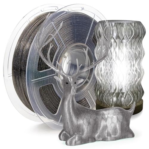 IEMAI High Speed PETG Filament 1,75mm, 3D Drucker Filament Glitzern PETG Rauchgrau 1Kg, Flammpunkt Transparent PETG Filament für Hochgeschwindigkeitsdruck, Maßgenauigkeit +/- 0.02mm von IEMAI