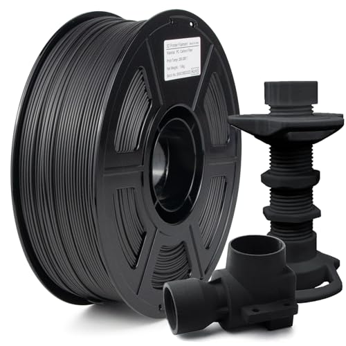 IEMAI Kohlefaser Polycarbonat Filament 1.75mm, PC CF 3D Drucker Filament, Polycarbonat Filament 1.75mm gefüllt mit 20% Kohlefaser, 3D-Engineering-Material Filament, 1Kg Spool PC CF Schwarz von IEMAI