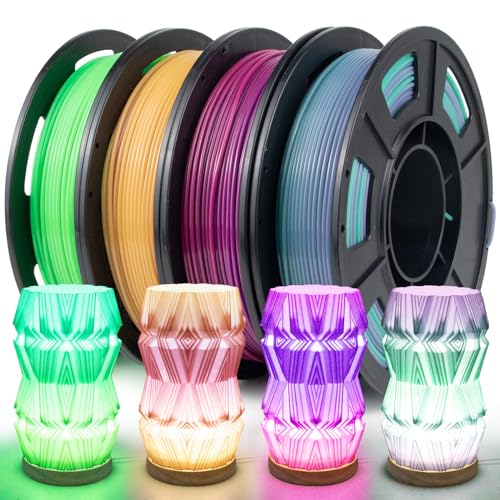 IEMAI PETG Filament 1,75mm, 3D Drucker Filament PETG Allmählicher Regenbogen, Grün Lila/Gelb Grün/Rosa Gelb/Rosa Lila, Rainbow Filament PETG 1.75mm, Maßgenauigkeit +/- 0,02 mm von IEMAI