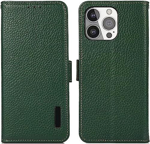 IENYU Hülle für iPhone 14 Pro, Luxus Rindsleder Echtleder Handgefertigte Brieftasche Hülle mit Kartensteckplatz Ständer Folio Cover Magnetverschluss Flip Phone Cover für iPhone 14 Pro (Farbe: Grün) IENYU Hülle für iPhone 14 Pro, Luxus Rindsleder Echtleder Handgefertigte Brieftasche Hülle mit Kartensteckplatz Ständer Folio Cover Magnetverschluss Flip Phone Cover für iPhone 14 Pro (Farbe: Grün) von IENYU