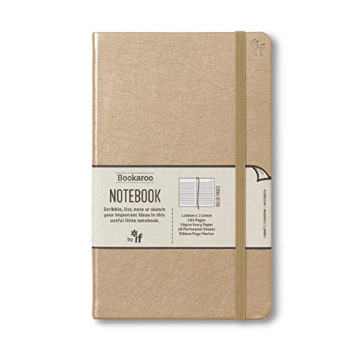 IF Bookaroo Notizbuch, A5, Tagebuch, klassisch, liniert, fester Einband mit weichem PU, (A5), 21,5 x 13,5 cm, 192 Seiten von IF