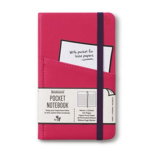 IF Bookaroo Notizbuch, A6, Taschenformat, Hardcover, mit Gummibandverschluss und Band, 15,5 x 9,5 cm, Hot Pink von IF