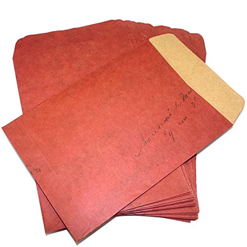 Briefumschläge, Vintage-Stil, Kraftpapier, Retro-Stil, Dunkelrot, 50 Stück von IFAMIO
