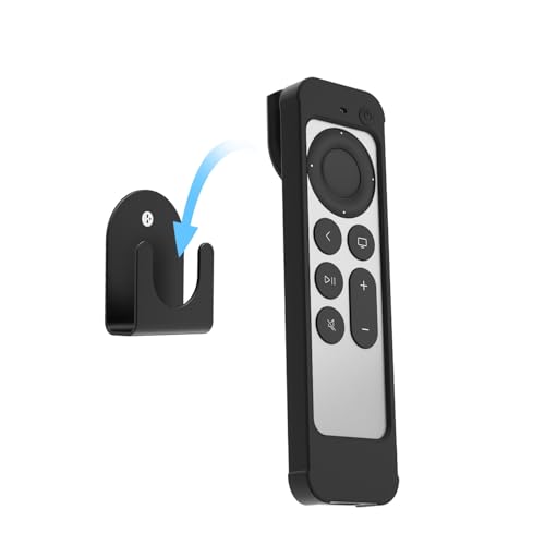 IFCASE Silikon Stoßfest Hülle für Apple TV 4K 2021/2022 Siri Remote Kompatibel mit AirTag Wandhalterung (Schwarz) von IFCASE