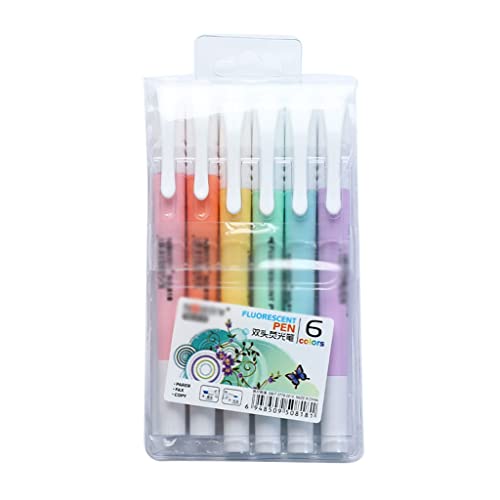IFGSEQQQ Fluoreszierende Textmarker, Doppelkopf, Pastellfarben, Zeichenstift für Studenten, Schule, Bürobedarf (Farbe: Set B, Größe: 6 Stück) (Set B 6 Stück) von IFGSEQQQ