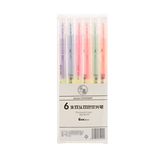IFGSEQQQ Fluoreszierende Textmarker, Doppelkopf, Pastellfarben, Zeichenstift für Studenten, Schule, Bürobedarf (Farbe: Set B, Größe: 6 Stück) (Set a 6 Stück) von IFGSEQQQ