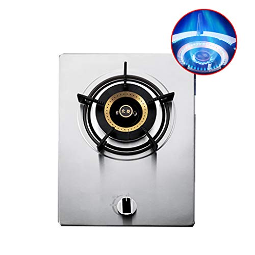 IFGSEQQQ Gasherd Gasherd Benchtop/eingebetteter Einzelkocher LPG/NG Dual Fuel mit Gusseisen-Pfannenhalter und Flammenausfallschutz [Energieklasse A] (Farbe: Silber, Größe: 1) (Silber 4) von IFGSEQQQ