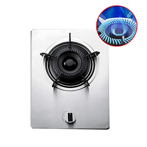 IFGSEQQQ Gasherd Gasherd Benchtop/eingebetteter Einzelkocher LPG/NG Dual Fuel mit Gusseisen-Pfannenhalter und Flammenausfallschutz [Energieklasse A] (Farbe: Silber, Größe: 2) (Silber 2) von IFGSEQQQ