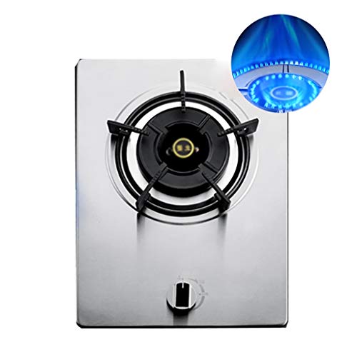 IFGSEQQQ Gasherd Gasherd Benchtop/eingebetteter Einzelkocher LPG/NG Dual Fuel mit Gusseisen-Pfannenhalter und Flammenausfallschutz [Energieklasse A] (Farbe: Silber, Größe: 2) (Silber 3) von IFGSEQQQ