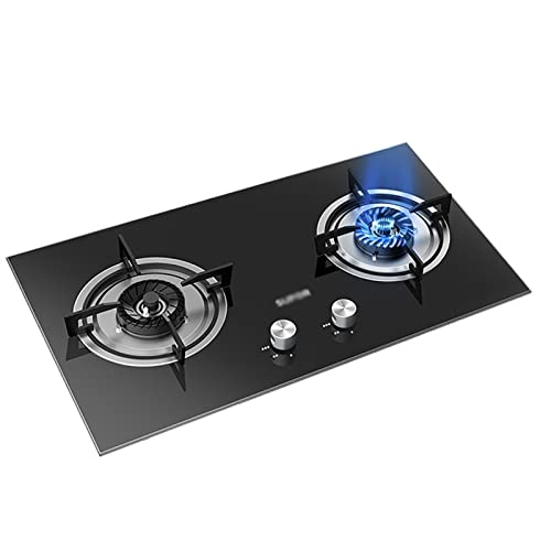 IFGSEQQQ Professioneller Gasherd 4,2 kWGasherd eingebaut 72 cm 2 Brenner Heimküche Kochzubehör mit quadratischem Gusseisen-Topfhalter und Flameout-Schutzgerät [Energieklasse A] (Farbe: Schwarz Si von IFGSEQQQ