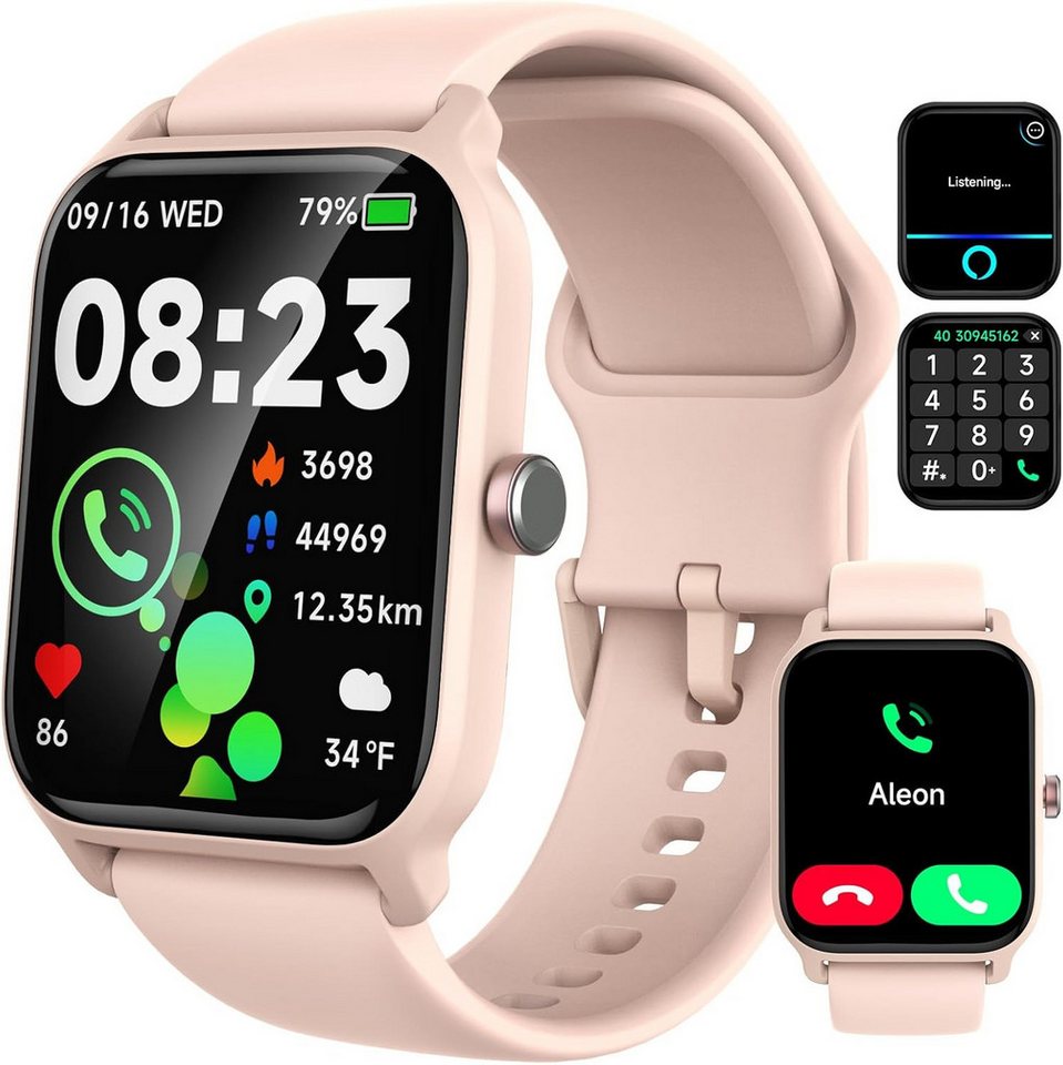 IFMDA Fur Damen mit Telefonfunktion Sportuhr Schrittzähler Smartwatch (1.8 Zoll, Andriod iOS), mit Alexa integrierte IP68-Fitnessuhr, Herzfrequenz-Schlafmonitor von IFMDA