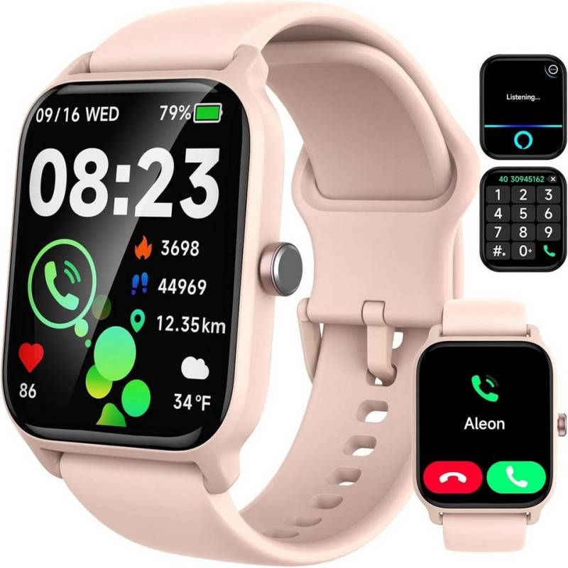 IFMDA Fur Damen mit Telefonfunktion Sportuhr Schrittzähler Smartwatch (1.8 Zoll, Andriod iOS), mit Alexa integrierte IP68-Fitnessuhr, Herzfrequenz-Schlafmonitor von IFMDA