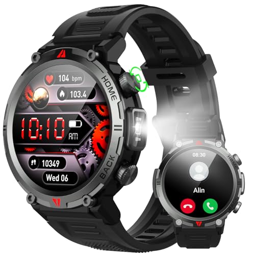 Smartwatch Herren Damen - 1,45" LCD Smart Watch mit Telefonfunktion,300 mAh,110+ Sportmodi,IP68 Fitnessuhr Herren mit Whatsapp Funktion, Pulsmesser,Schlafmonitor, Schrittzähler,für IOS und Android von IFMDA