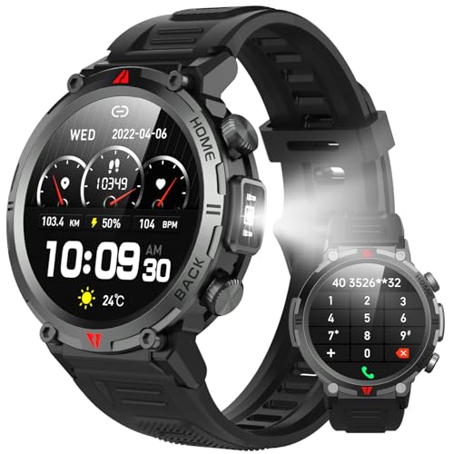 Smartwatch-Herren-mit-Telefonfunktion/Message Reminder - 1,45 Zoll Touchscreen Smart Watch, 110+Sportmodi Herzfrequenzmonitor Schrittzähler Schlafmonitor, IP68 Wasserdicht Sportuhr für iOS Android von IFMDA