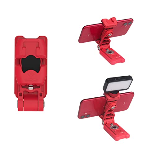 IFOOTAGE Aluminium-Handy-Halterungsadapter für Stativ,Verstellbare 360-Basis,3/8-Zoll-Gewinde für Einbeinstativ,38/50mm-Platte,Phone Mount Adapter,Rot von IFOOTAGE